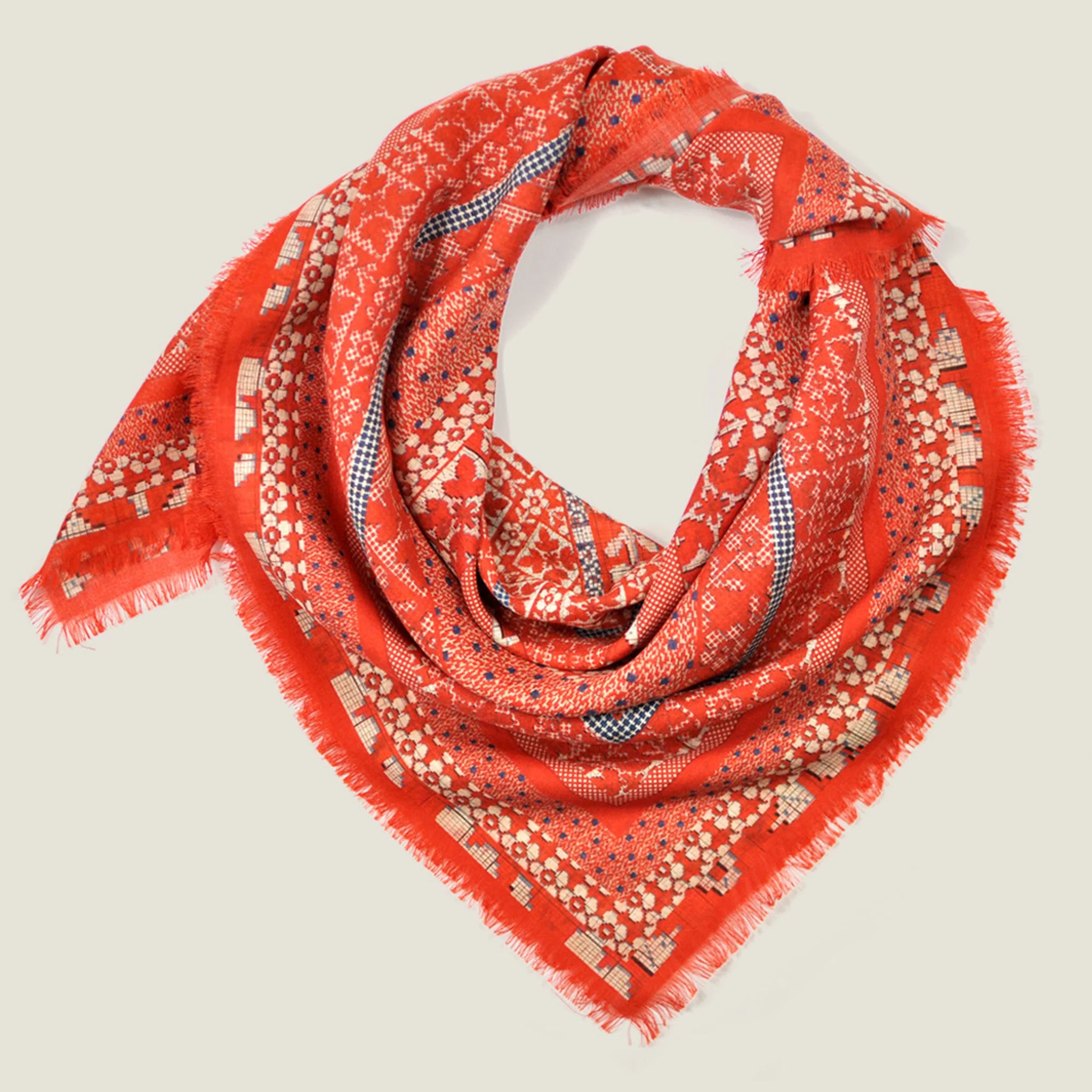 100% silk Nordic Orange Superfine Square in orange by Laslett England