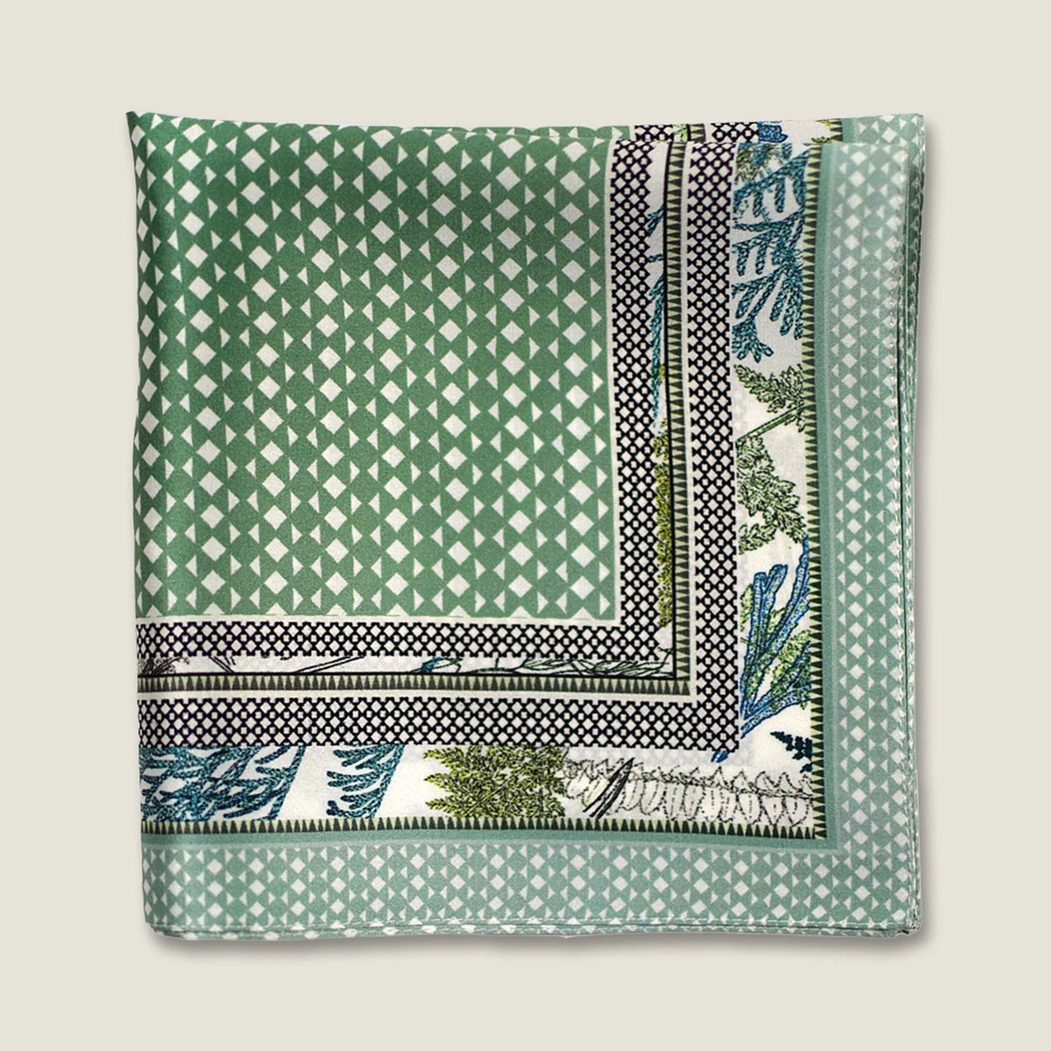100% silk Panama Sage Pocket Square in green by Laslett England