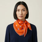 100% silk Solitaire Spot Orange Chiffon in orange by Laslett England