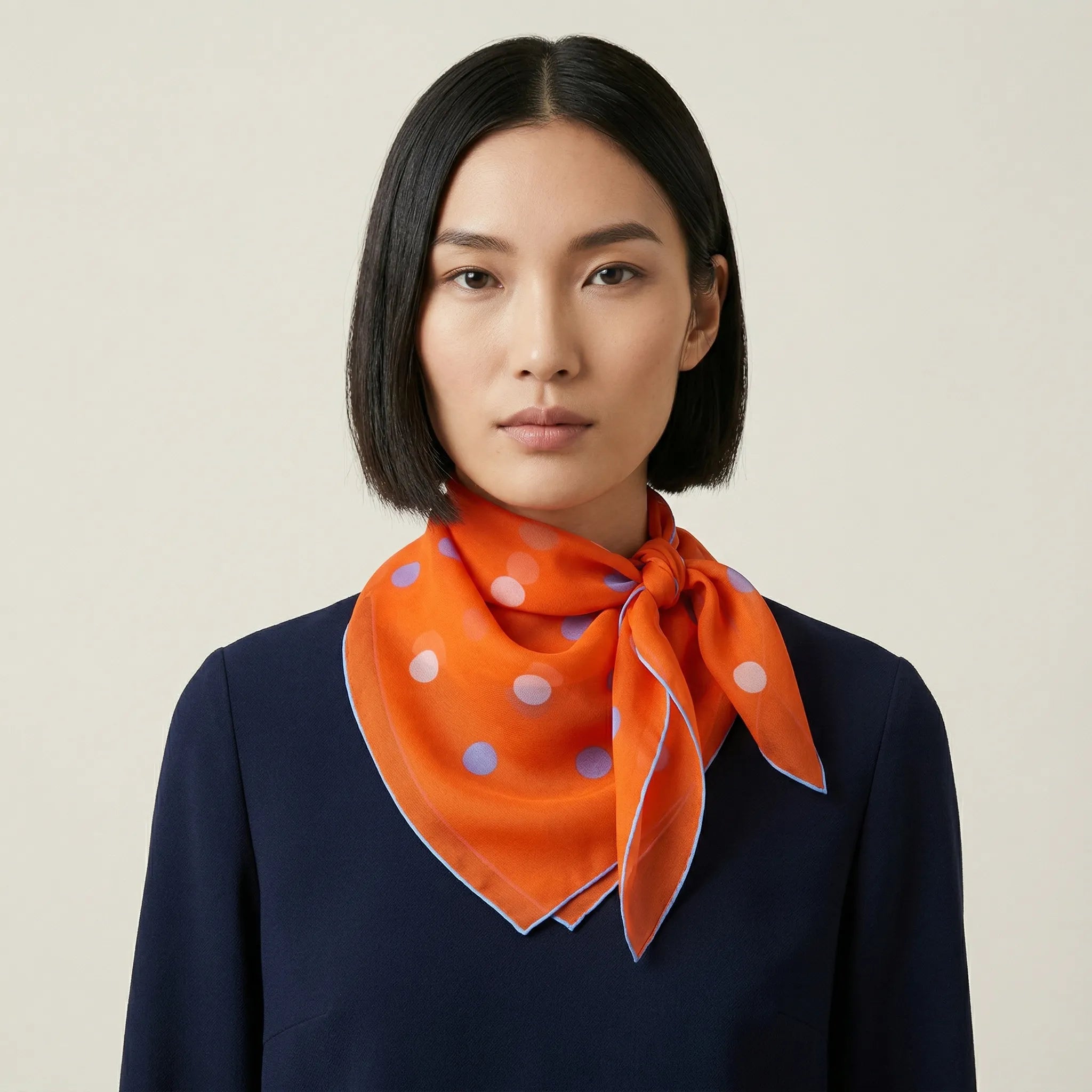 100% silk Solitaire Spot Orange Chiffon in orange by Laslett England