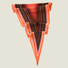 100% silk Dream Coral Laslett Diamond in orange and brown by Laslett England. Scarf is pictured folded in half into a triangle and shown rumpled. 