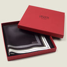 Laslett England Gambit Ivory silk pocket square in red gift box, luxury men's accessory made in England.