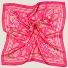 Laslett England Marettimo Cerise Silk Bandana flat lay showing full cerise pink ground with cream coastal plants and maritime motifs.