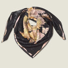 Midnight Rose 90cm silk square loosely folded to show drape and weight of the fabric — Laslett England