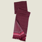 Laslett England Monaco Burgundy Silk Oblong detail showing pin-fringed hem on deep burgundy 100% silk twill.