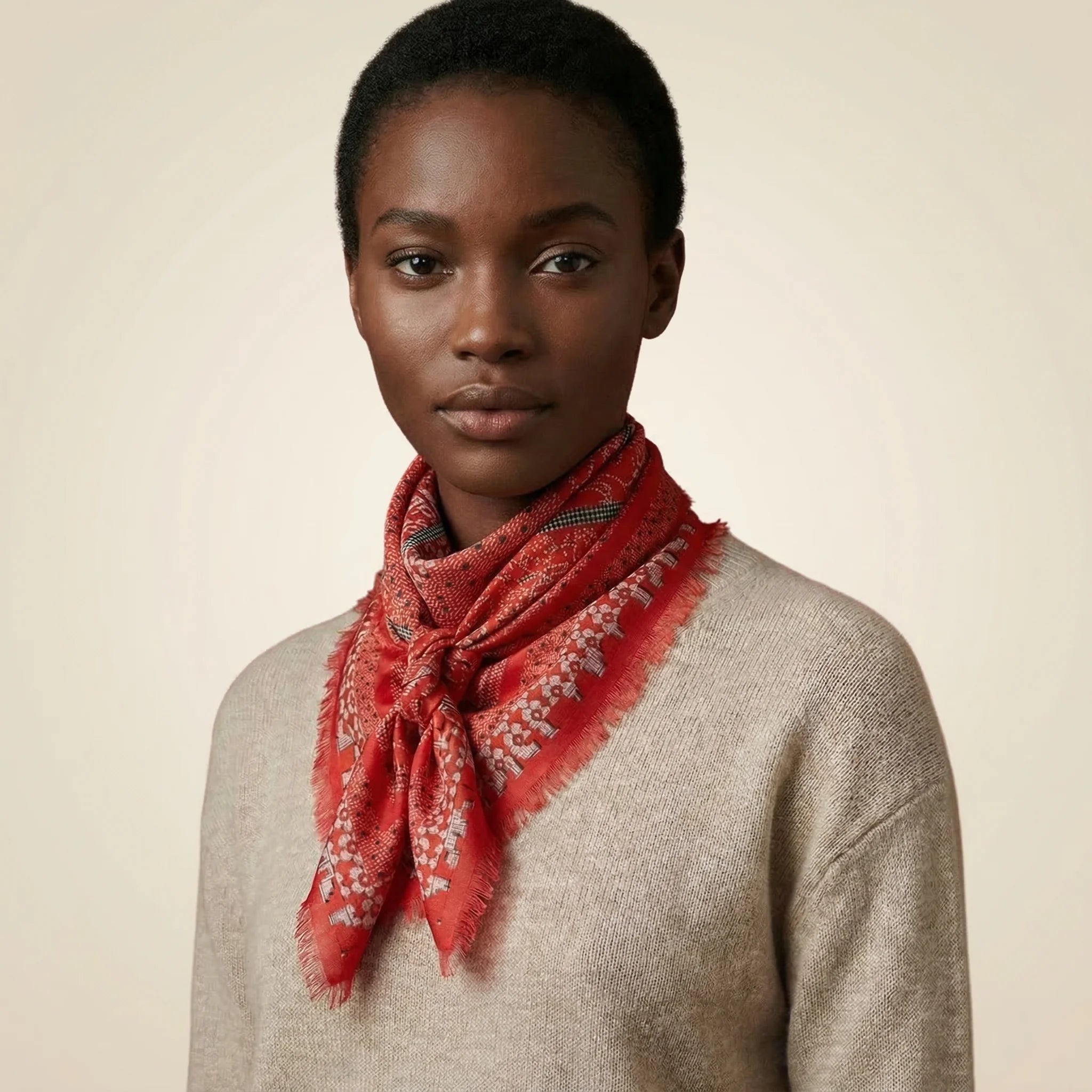 Luxury wool-silk blend Nordic Orange Superfine Square in orange by Laslett England