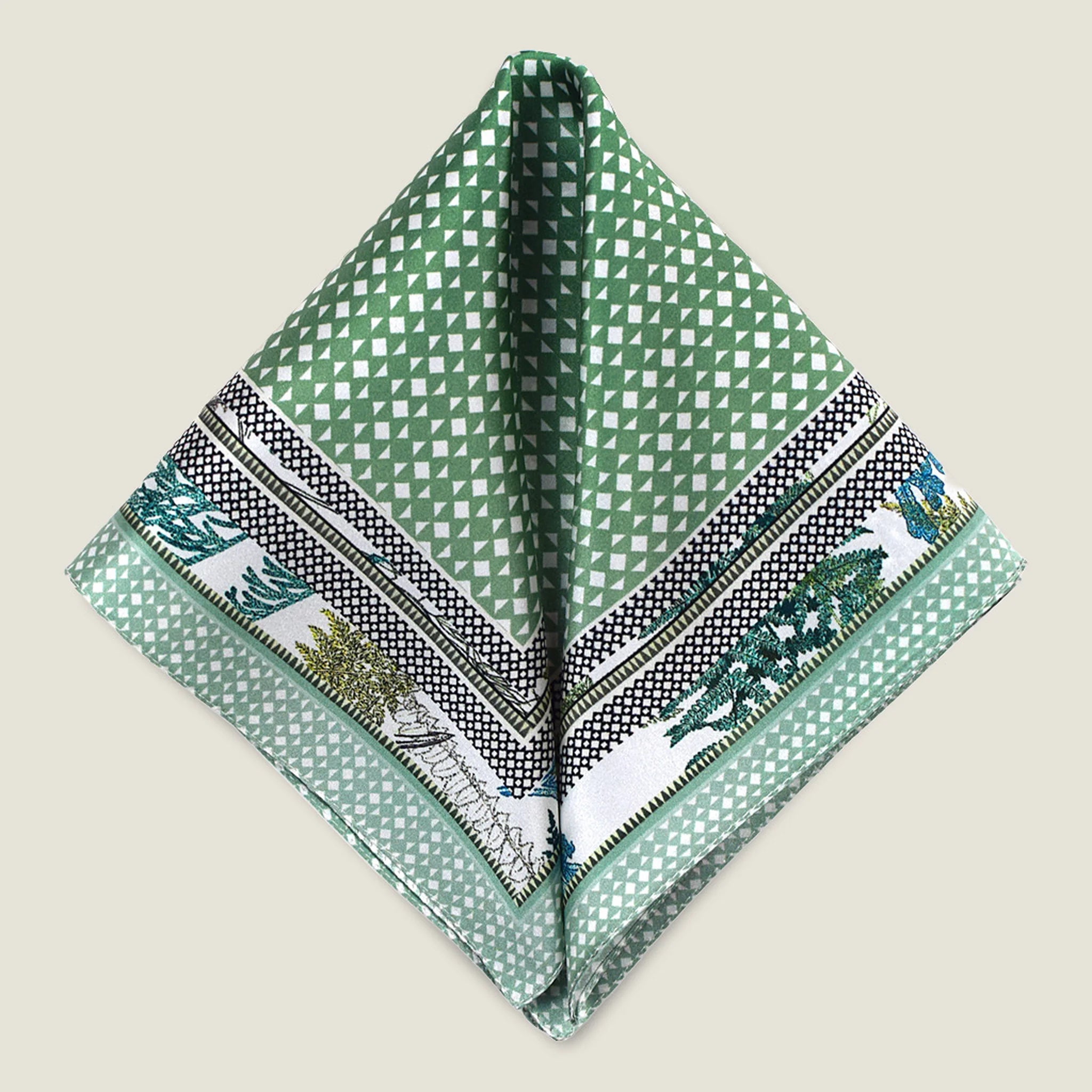 100% silk Panama Sage Pocket Square in green by Laslett England