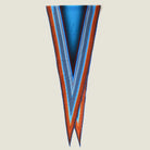 100% silk Sunset Orange Laslett Diamond in orange and blue by Laslett England. Scarf is shown folded over neatly against a neutral background. 
